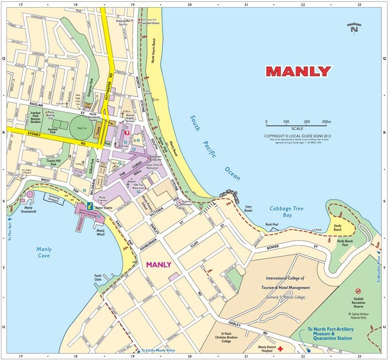 mapa manly beach