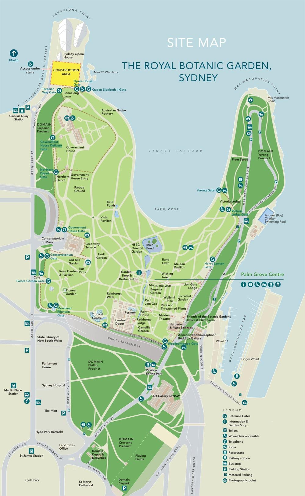 sydney botanické zahrady mapě