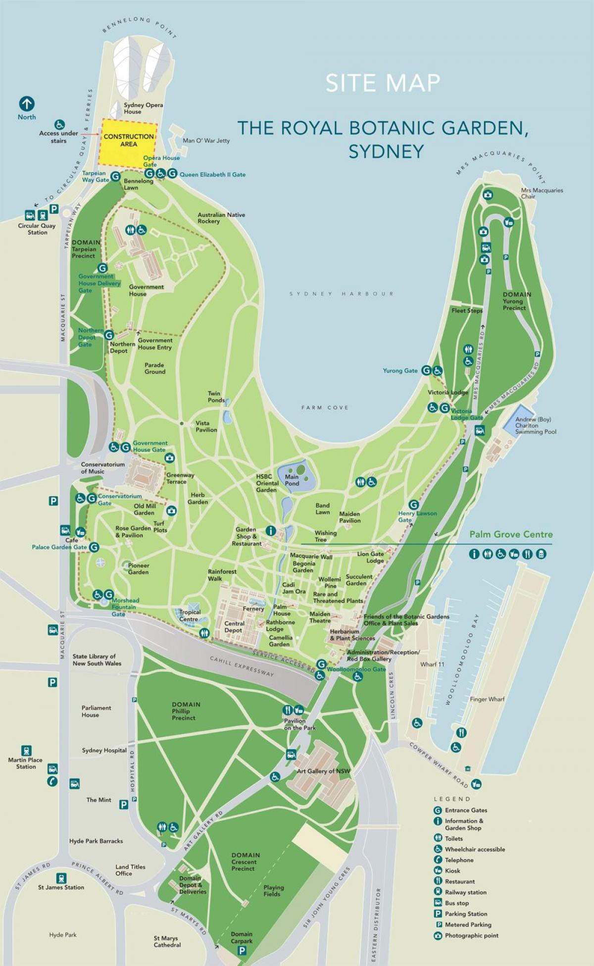 sydney botanické zahrady mapě