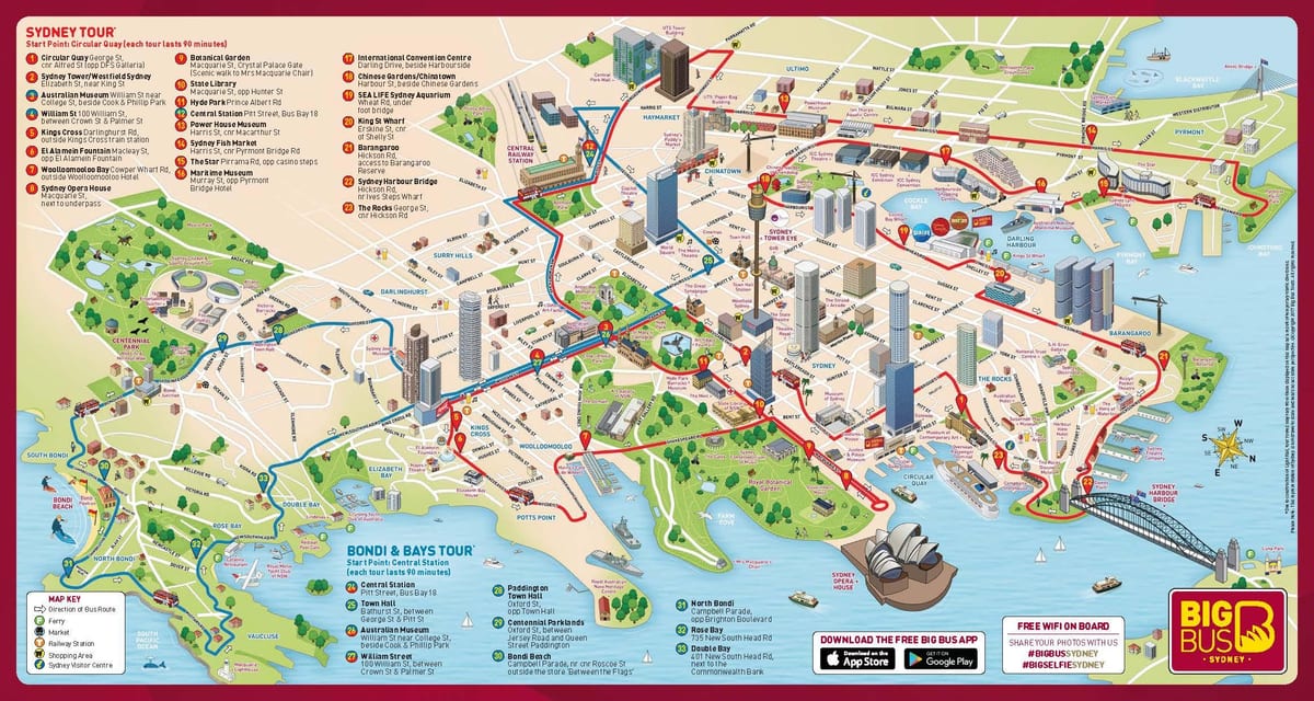 mapa sydney atrakcí