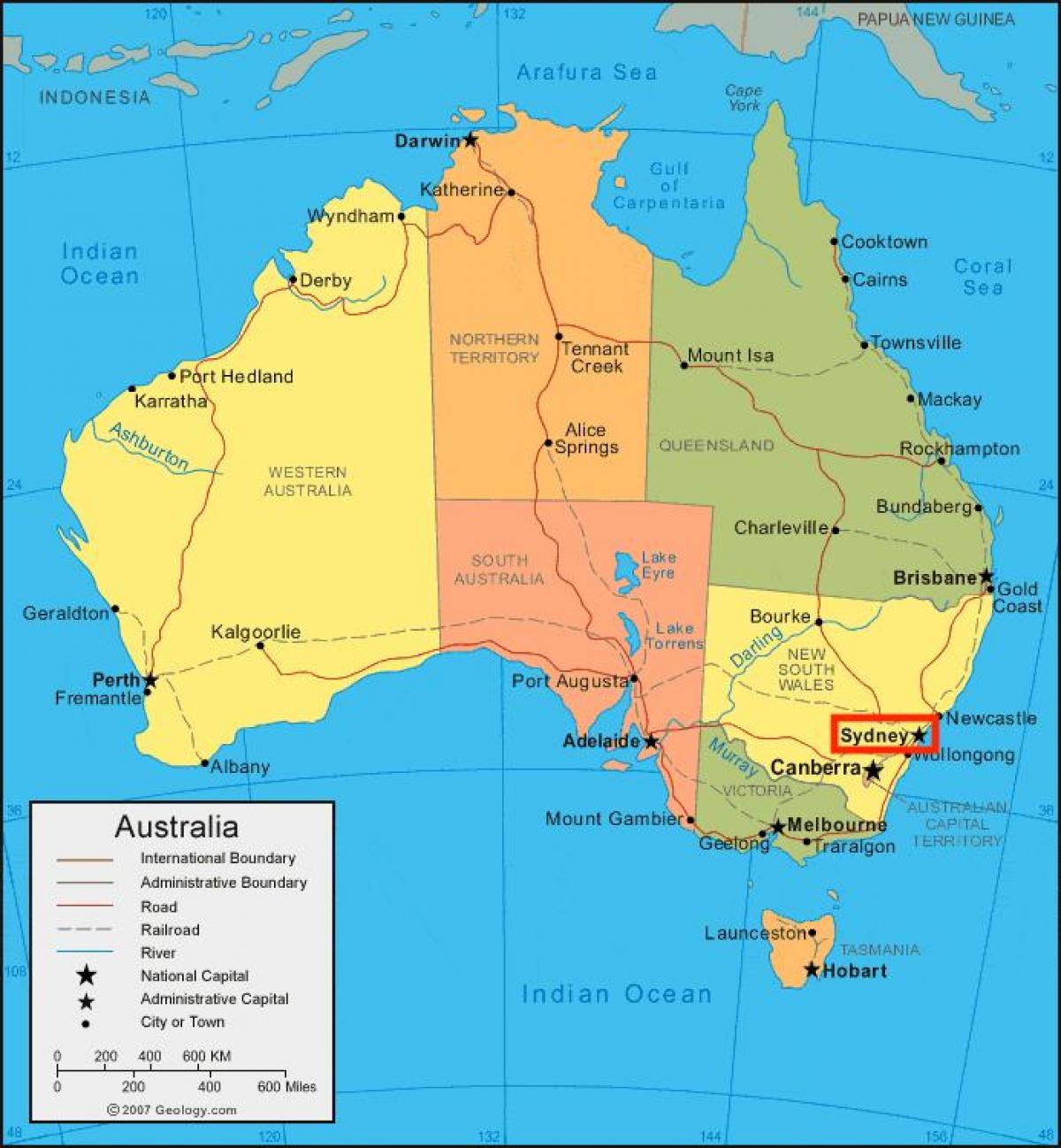 sydney mapa austrálie