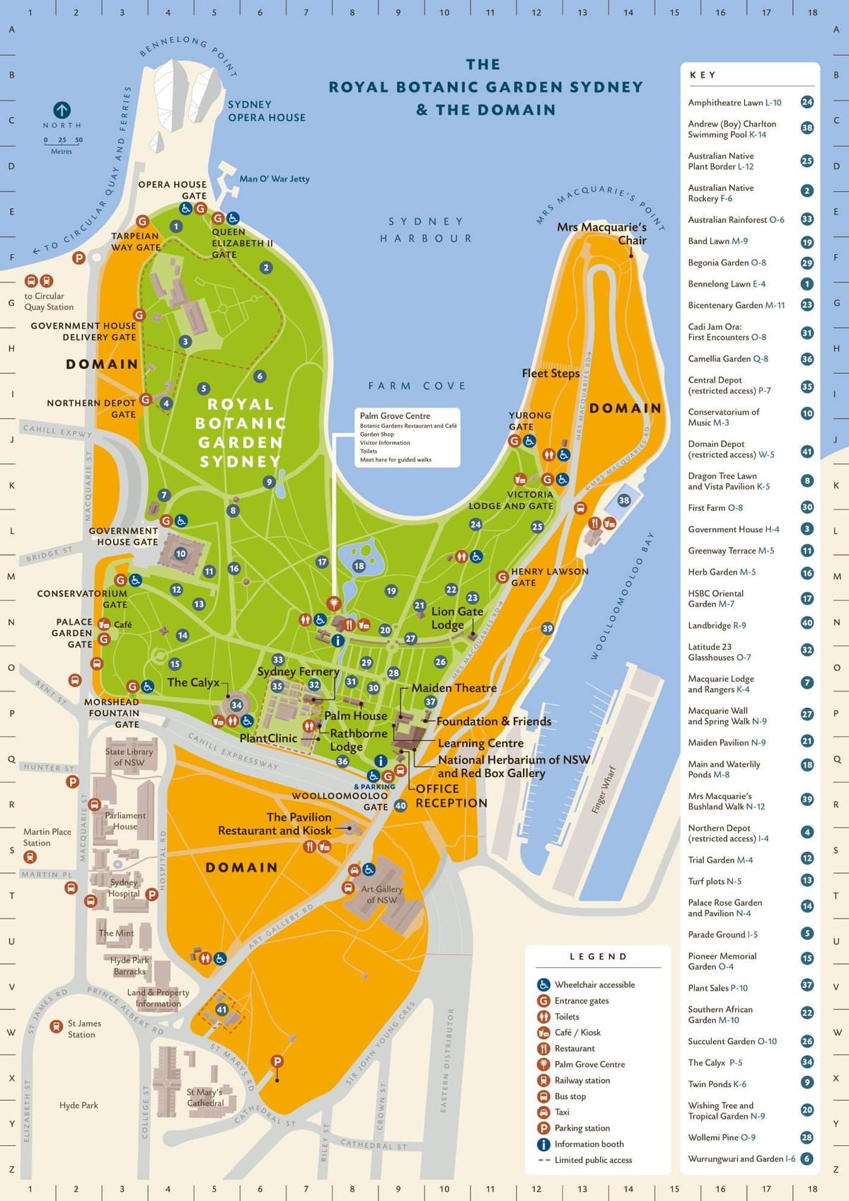 royal botanic gardens v sydney mapě