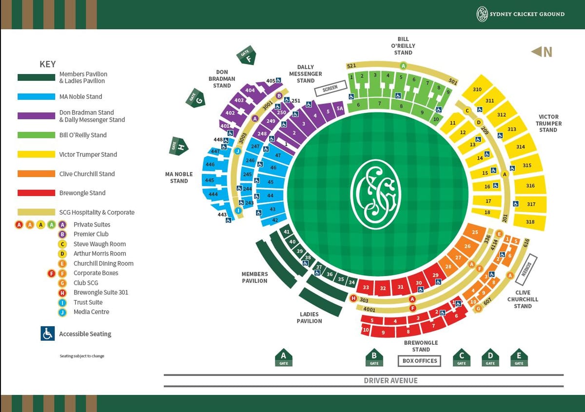 sydney cricket ground posezení mapě