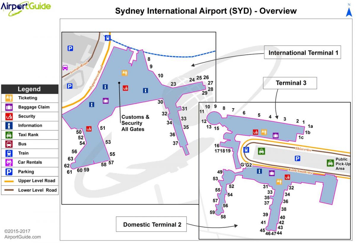 sydney domácí letiště vyzvednutí mapě