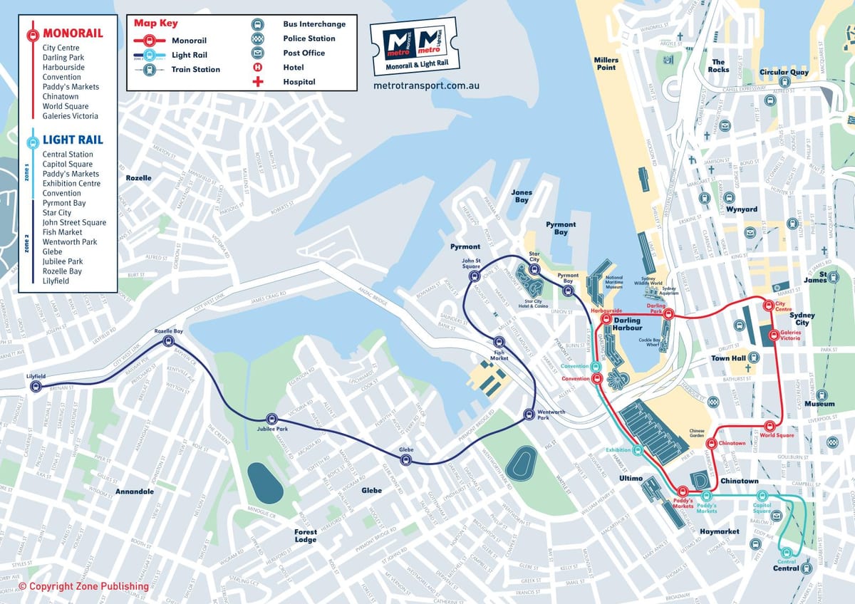 monorail v sydney mapě