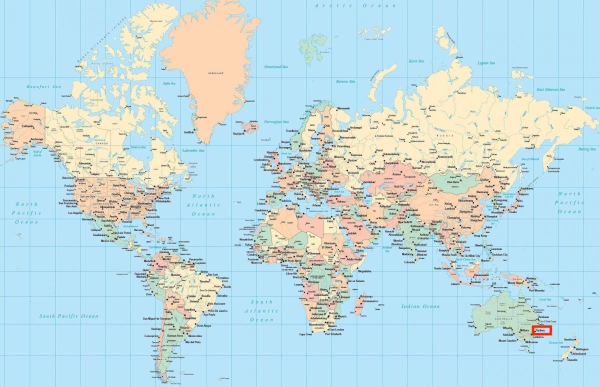 sydney na mapě světa