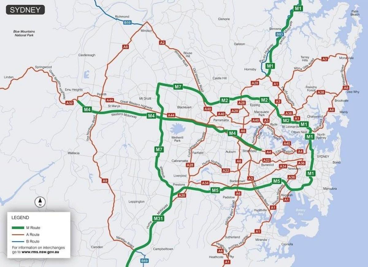 mapa sydney mýtné silnice