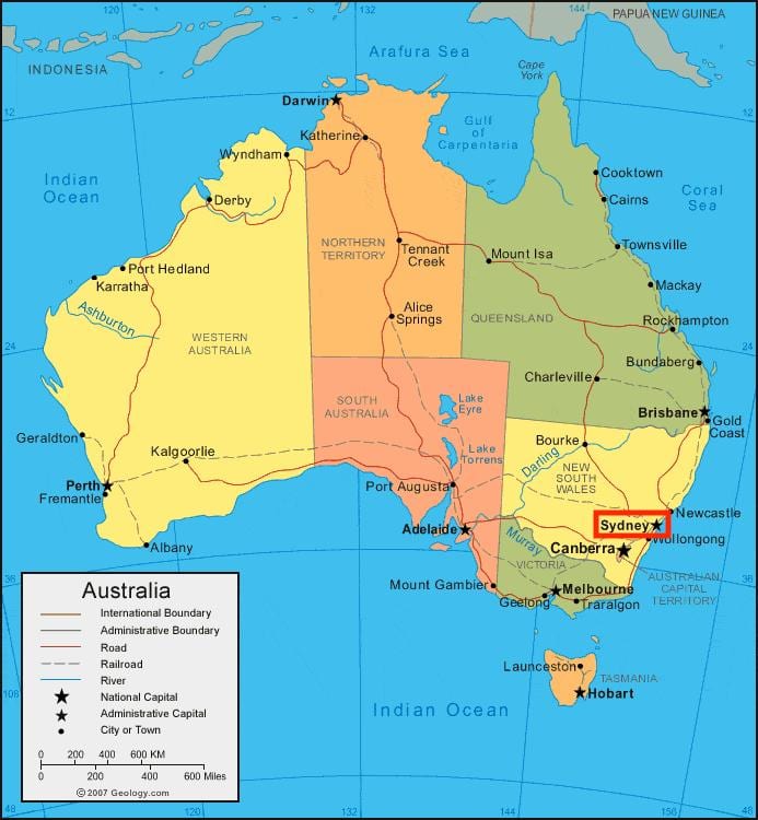 sydney na mapě