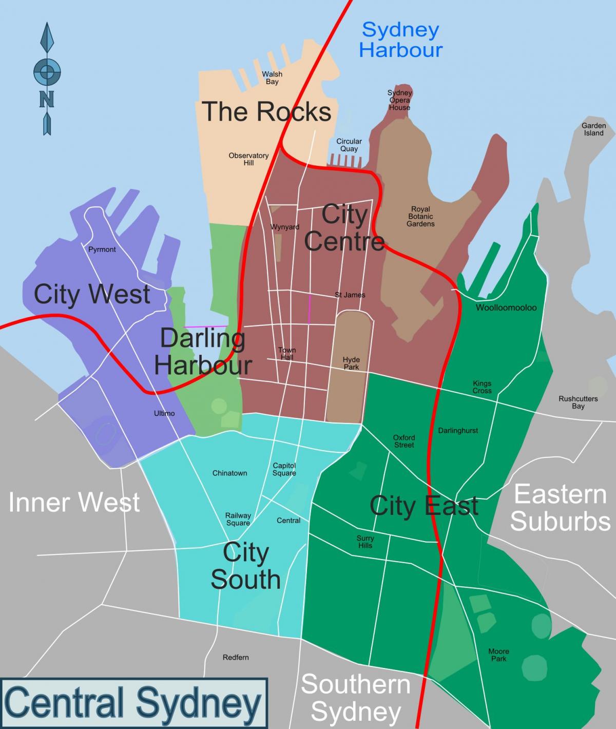 mapa sydney čtvrtí