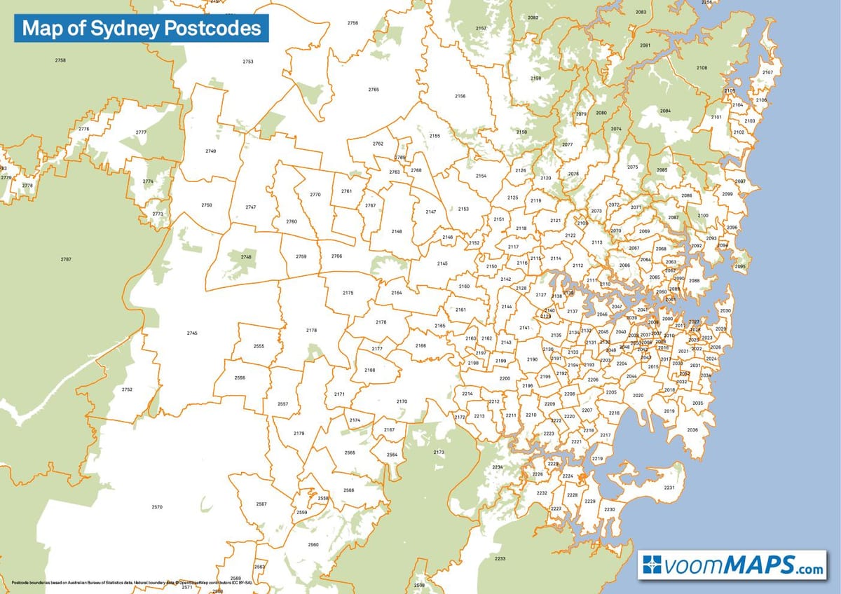 mapa sydney psč