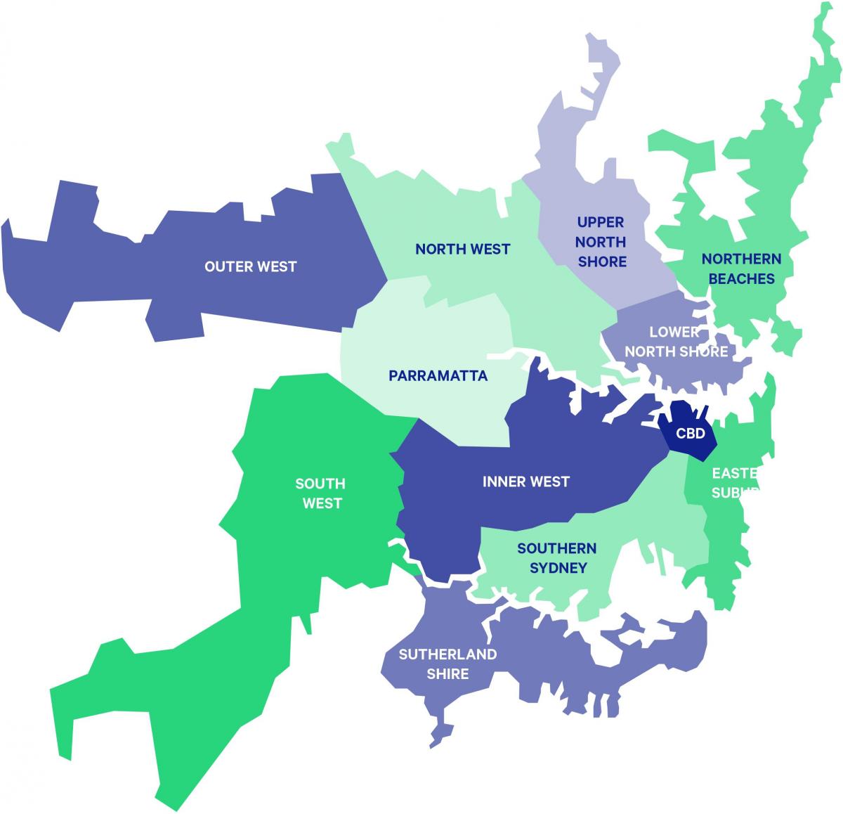 sydney předměstí mapa