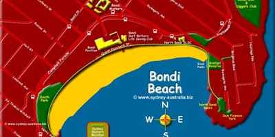 Bondi beach mapa sydney