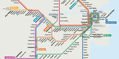 Sydney veřejné dopravy mapu