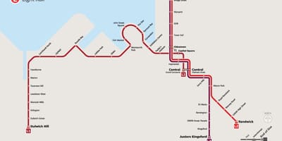 Lehké železniční sydney mapě