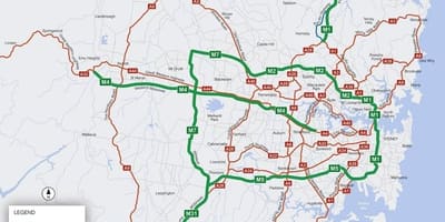Mapa sydney mýtné silnice