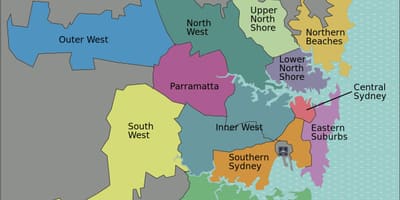 Mapa sydney oblasti