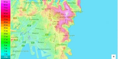 Topografická mapa sydney